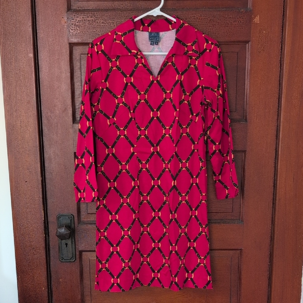 Melly M Red and Black Classic Long Sleeve Dress